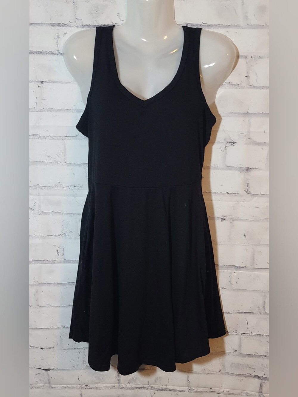 Black Solid Sleeveless Tank Dress Short Regular Size M
